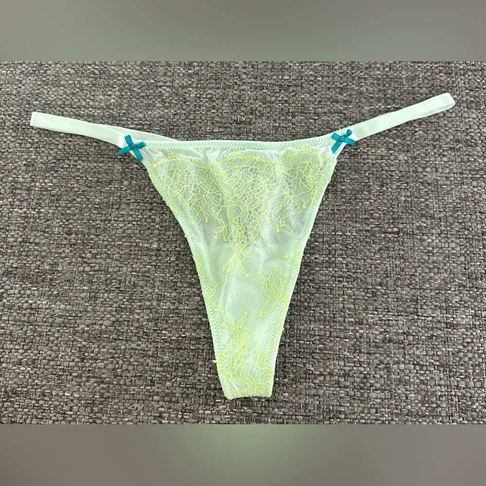2013 Victoria's Secret Mint Sheer Lace  with Teal Accent Panty